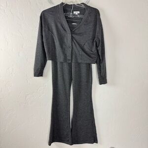 Target Colsie Lounge Sleep PJ Pajama Set Ribbed Dark Grey Charcoal Sweater Pants